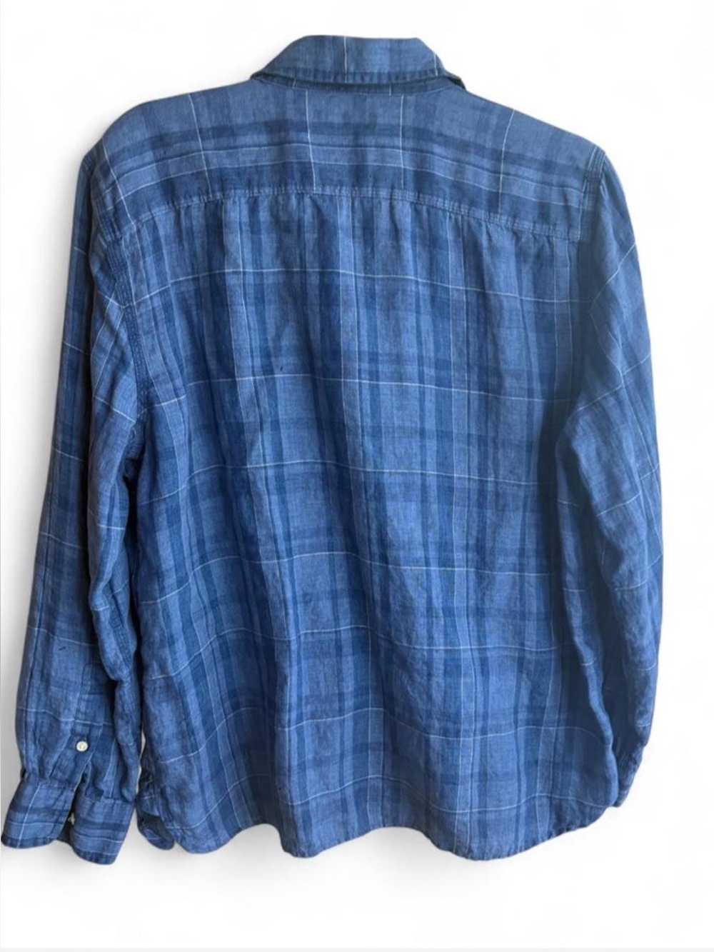 Ralph Lauren 100% Linen Blue Plaid Lightweight Button-Down Shirt - Picture 2 of 4
